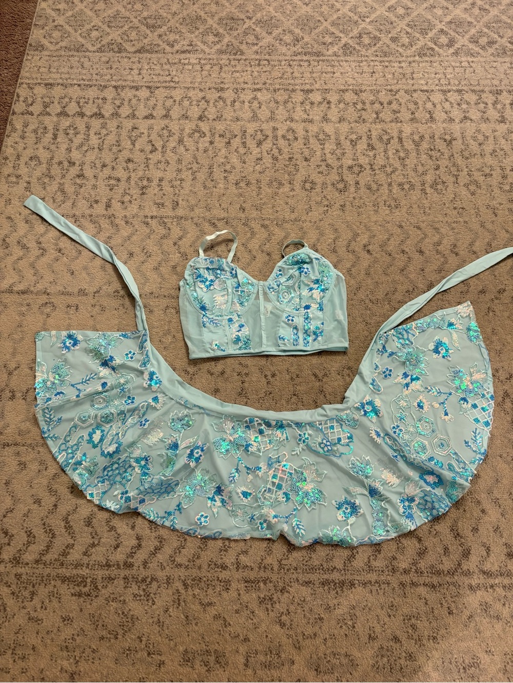 Iheartraves blue sequins Rave set size 1x